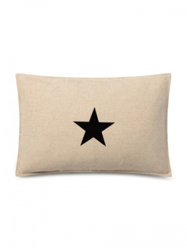 Natural, Ramie Cotton, Oblong Cushion with Black Star by ChalkUK